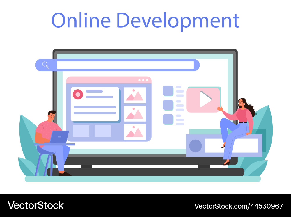 Cms introduction online service or platform vector image