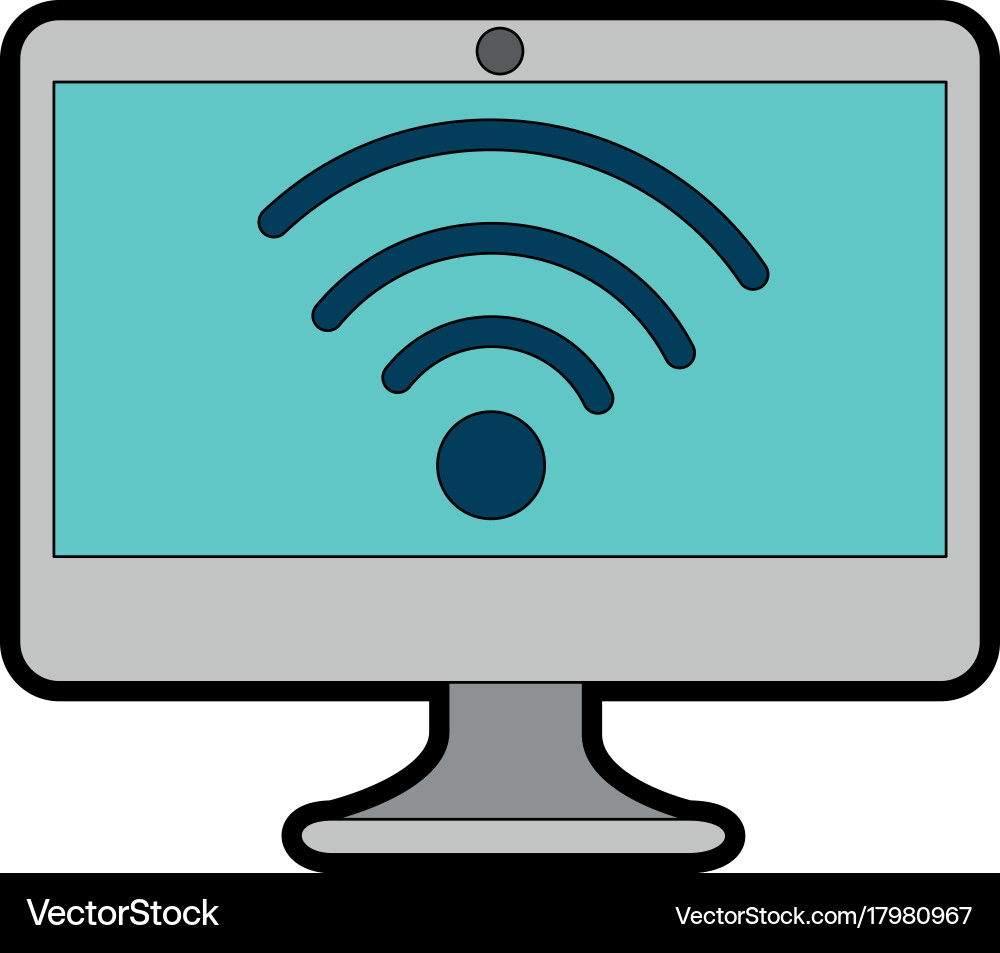 Computer display with wifi signal Vector Image