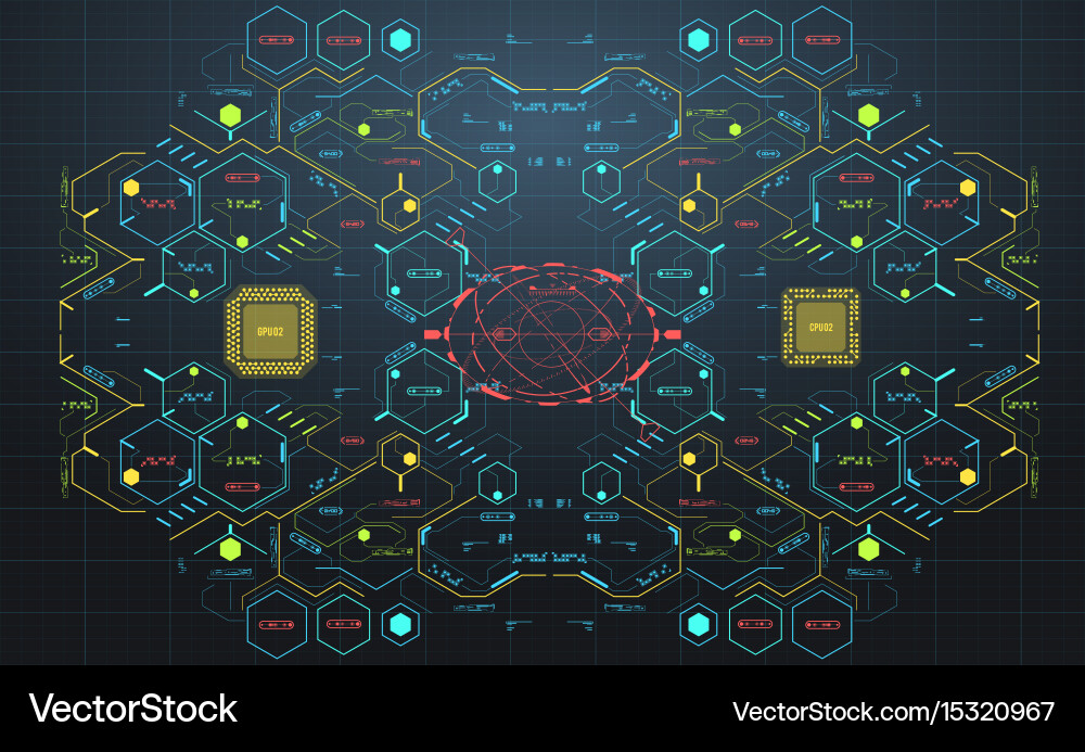 Conceptual template with hud elements background vector image