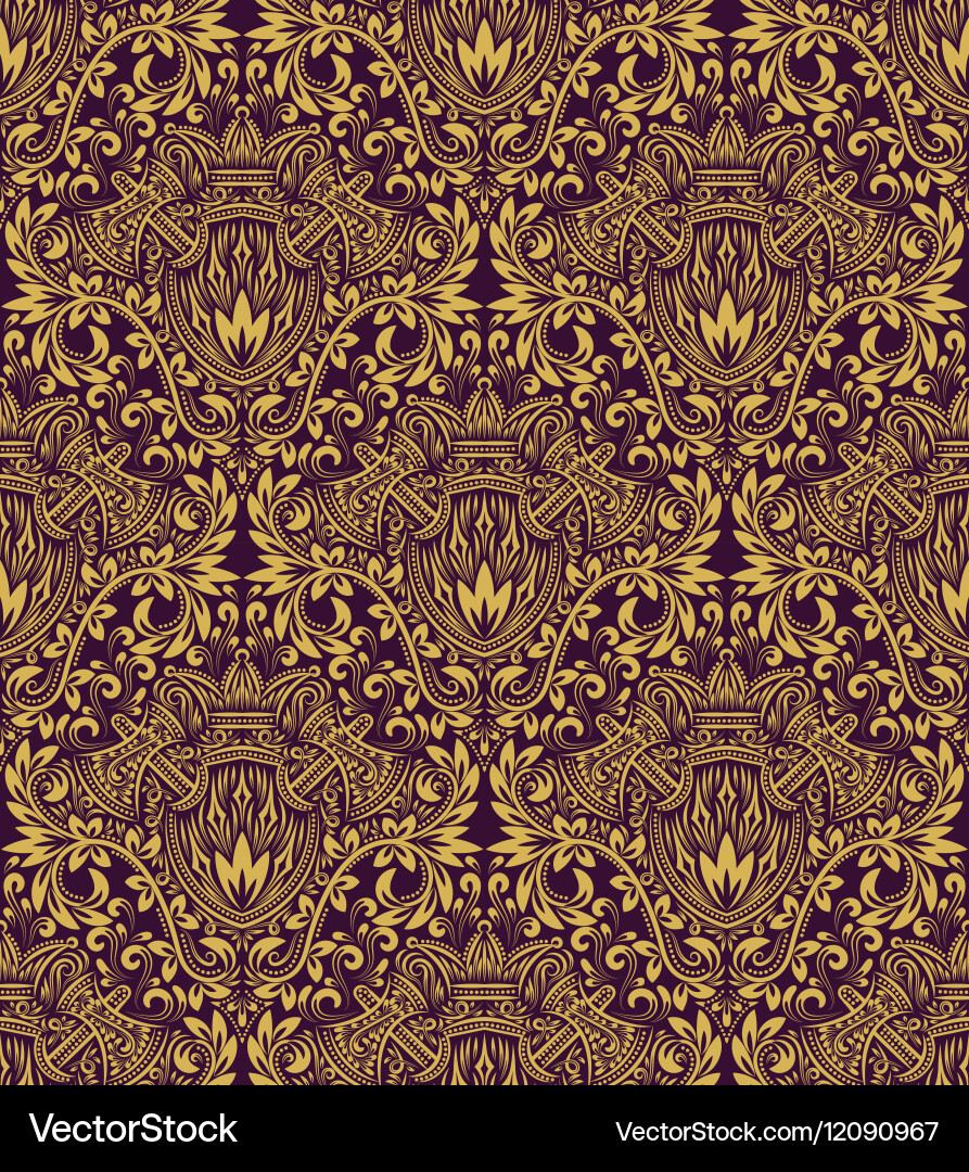 Damask seamless pattern repeating background Vector Image