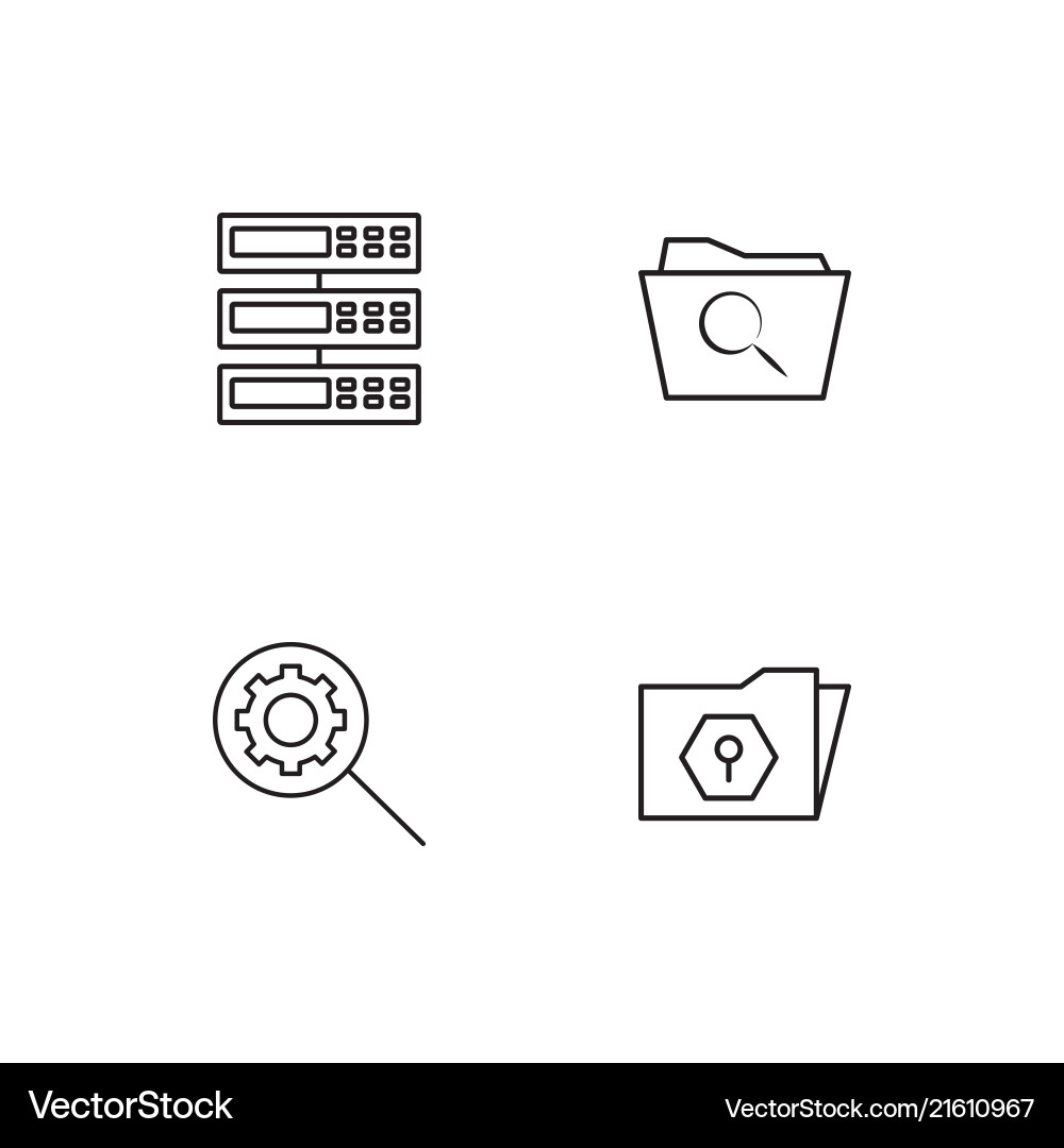 Data analytics linear icons set simple outline vector image
