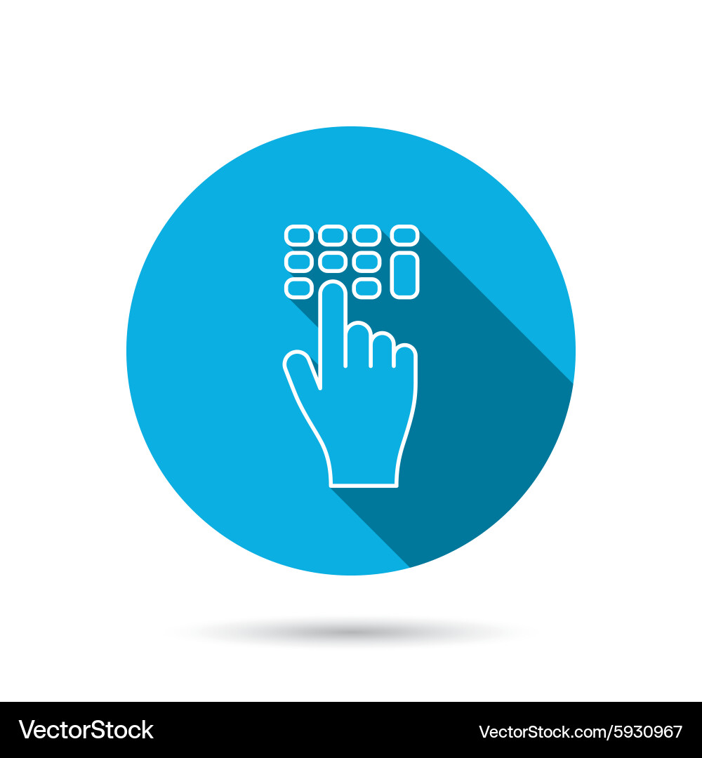Enter pin code icon click hand pointer sign Vector Image