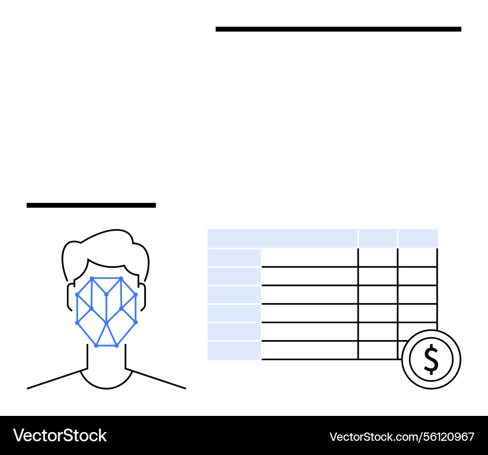 Facial recognition technology in data processing Vector Image