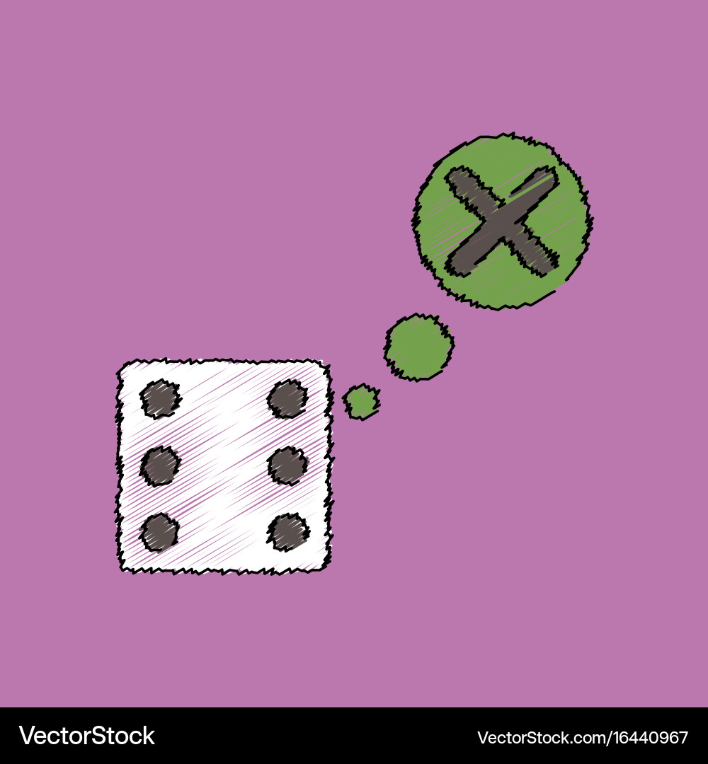 Flat shading style icon dice and x mark vector image