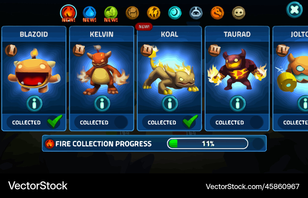 Game UI Pop-Up Icons - Level Buttons vector image
