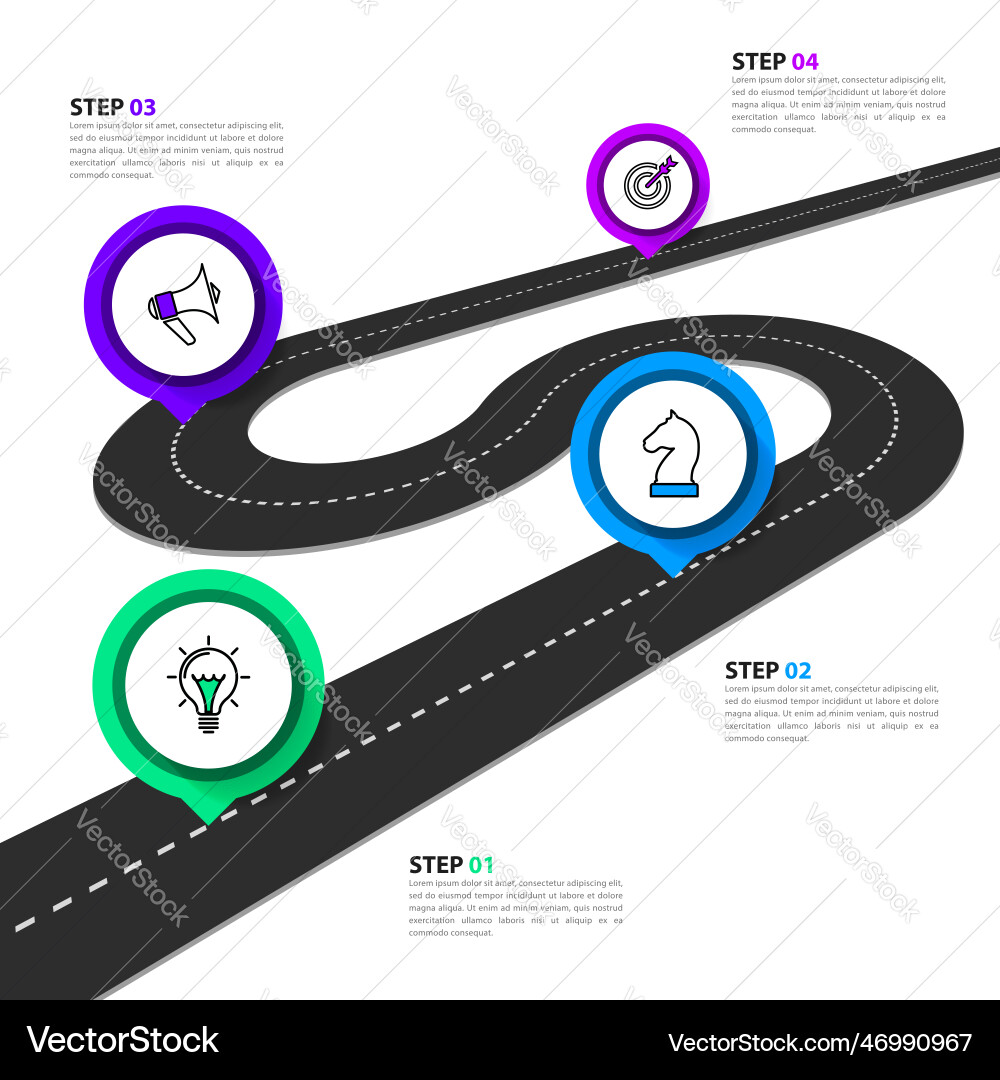 Infographic template road with 4 pointers and text Infographic template road with 4 pointers and text vector image
