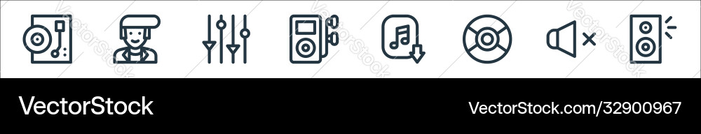Music line icons linear set quality Music line icons linear set quality vector image