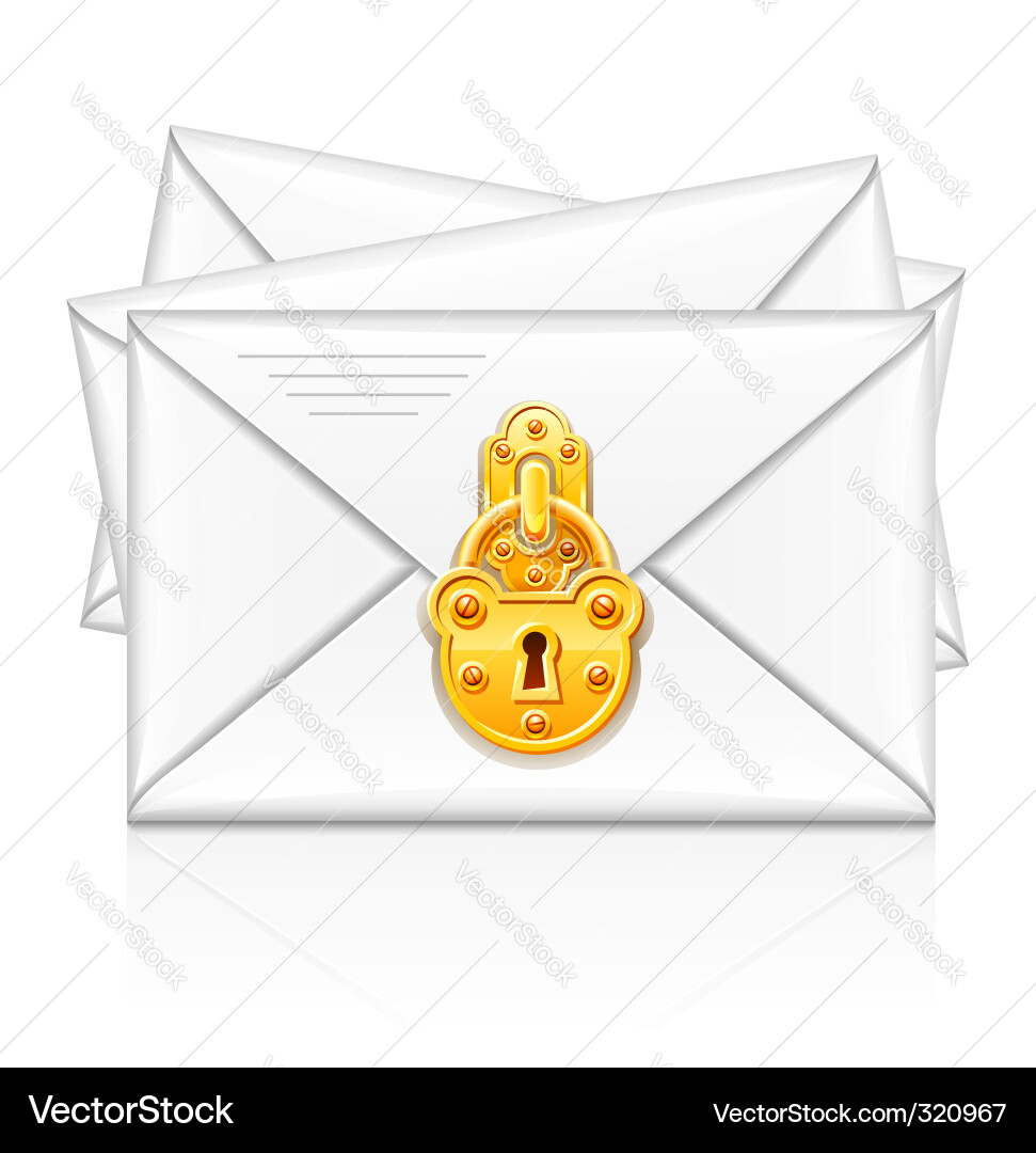 Secure Mail Envelope with Gold Lock vector image