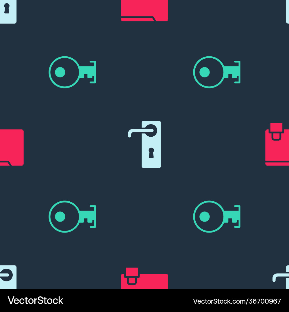 Set folder and lock door handle key Set folder and lock door handle key vector image