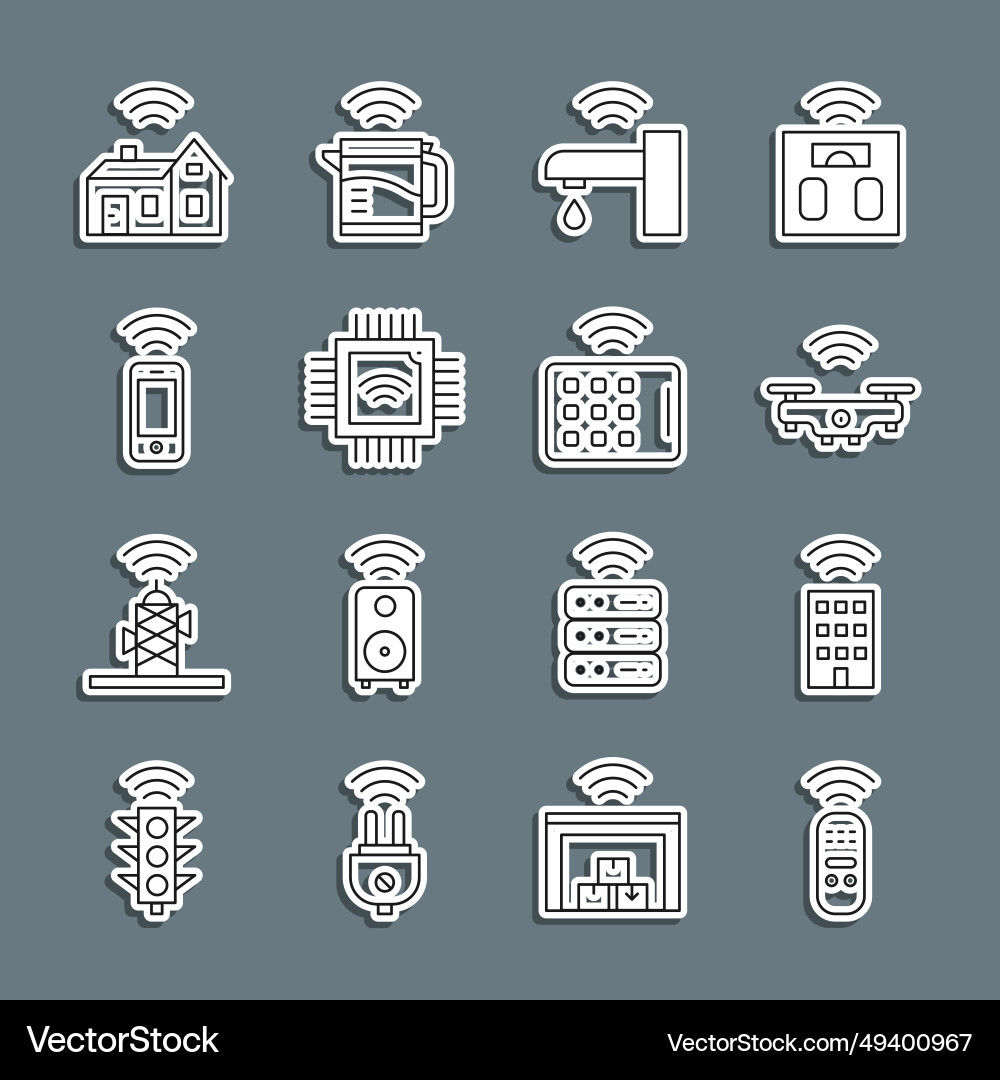 Set line smart remote control home with wireless Set line smart remote control home with wireless vector image