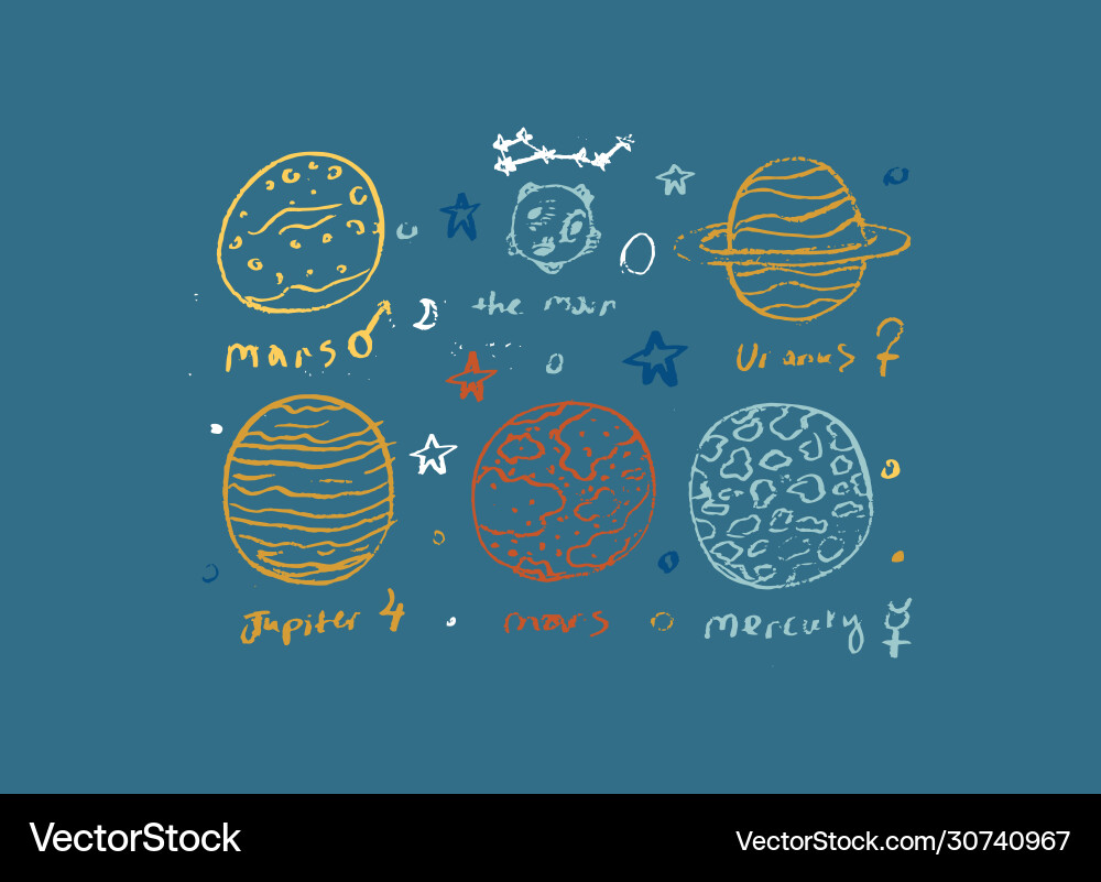 Set space objects planets stars comet Set space objects planets stars comet Vector Image