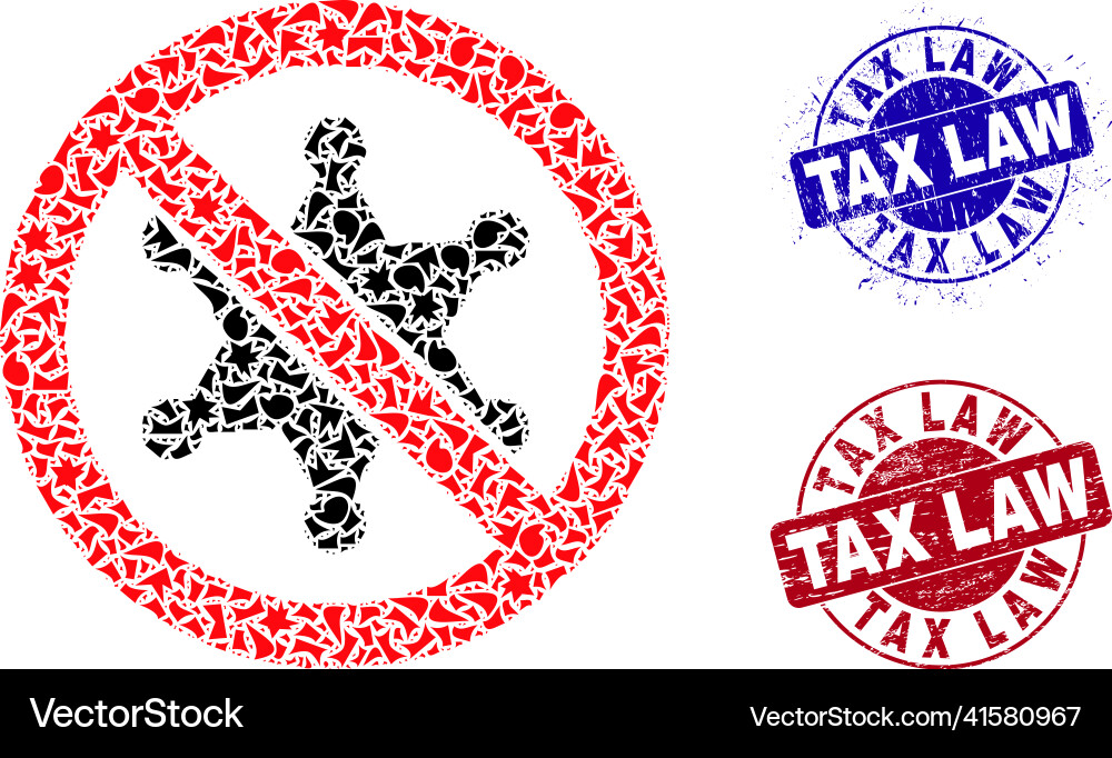 Stop sheriff star mosaic of fragments with tax law Stop sheriff star mosaic of fragments with tax law vector image