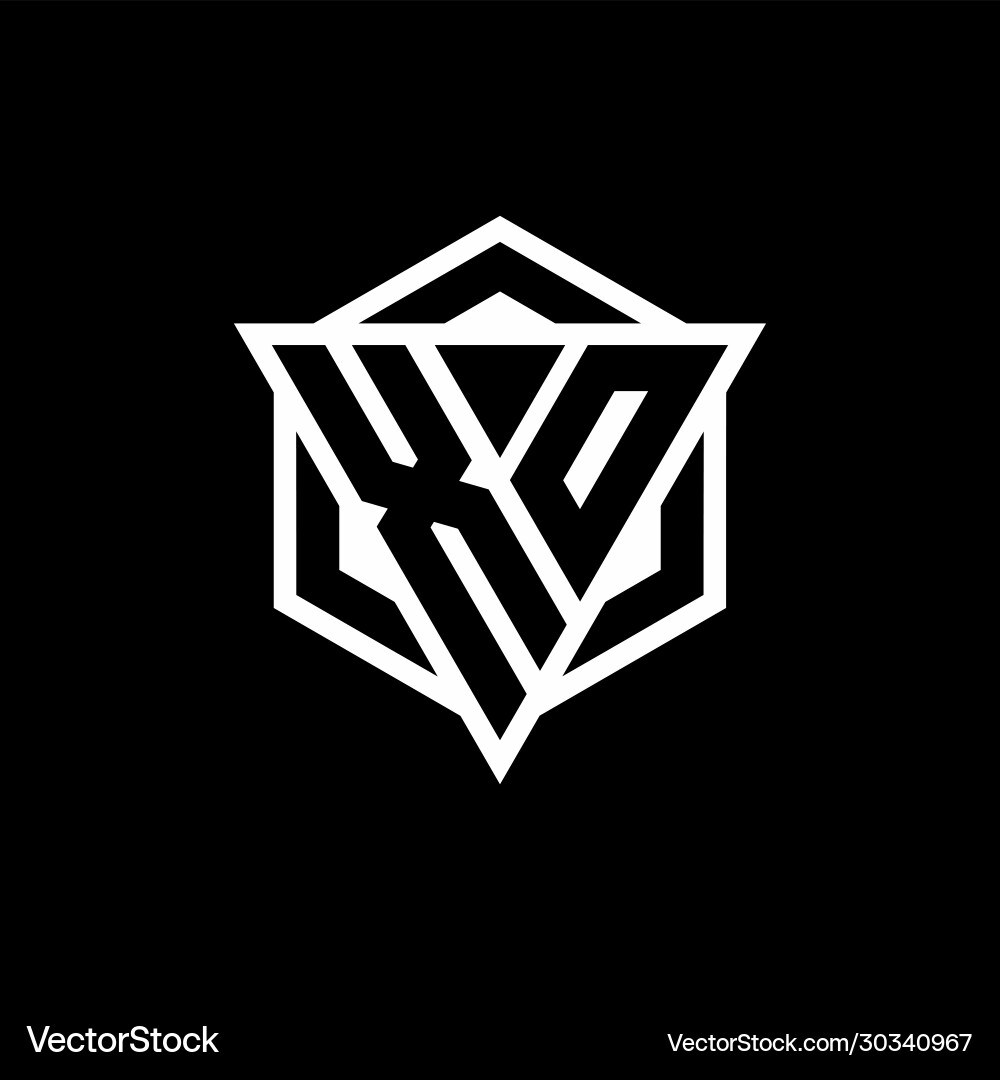 Xo logo monogram with triangle and hexagon shape Xo logo monogram with triangle and hexagon shape Vector Image