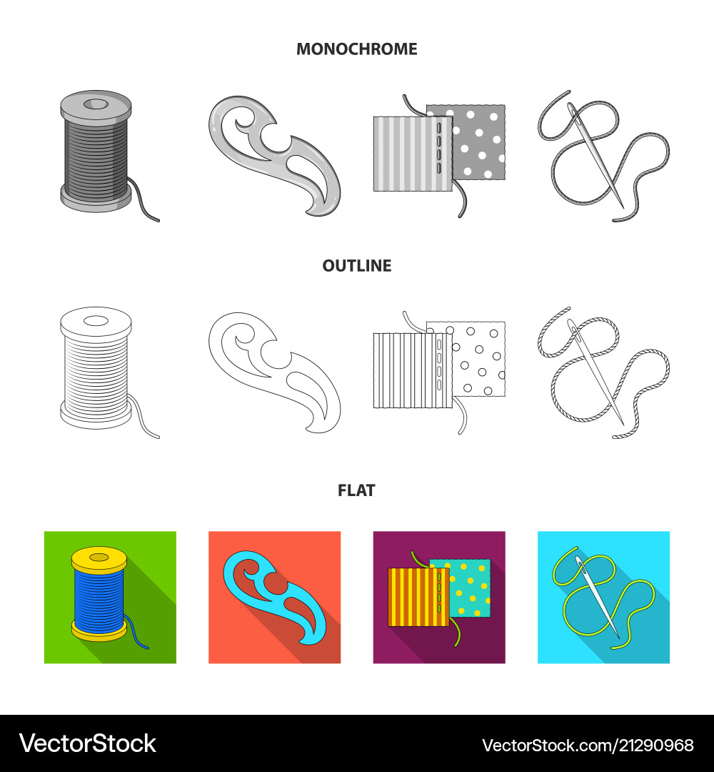 A spool with threads needle curl seam Vector Image