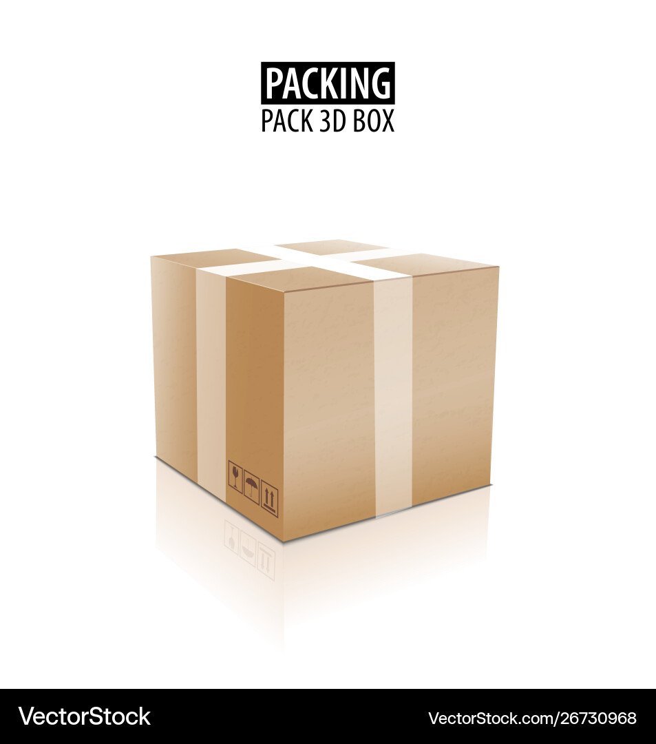 Brown Closed Delivery Box with Fragile Label vector image