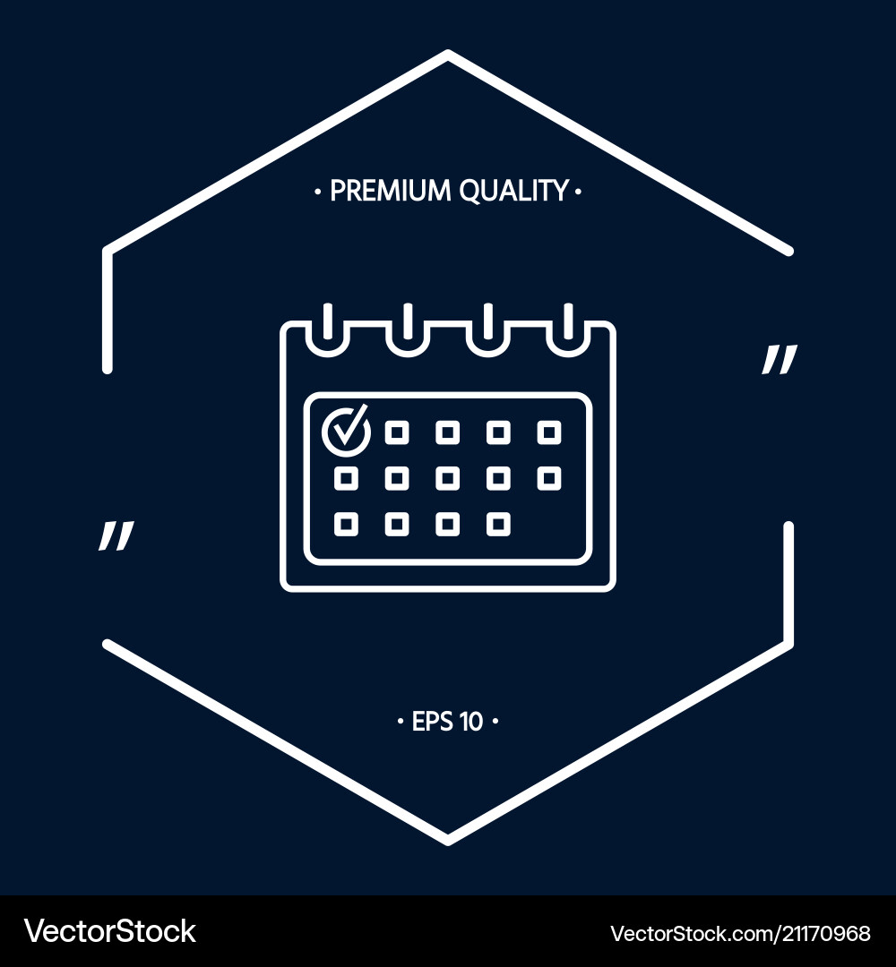 Calendar with check mark- line icon Calendar with check mark- line icon vector image