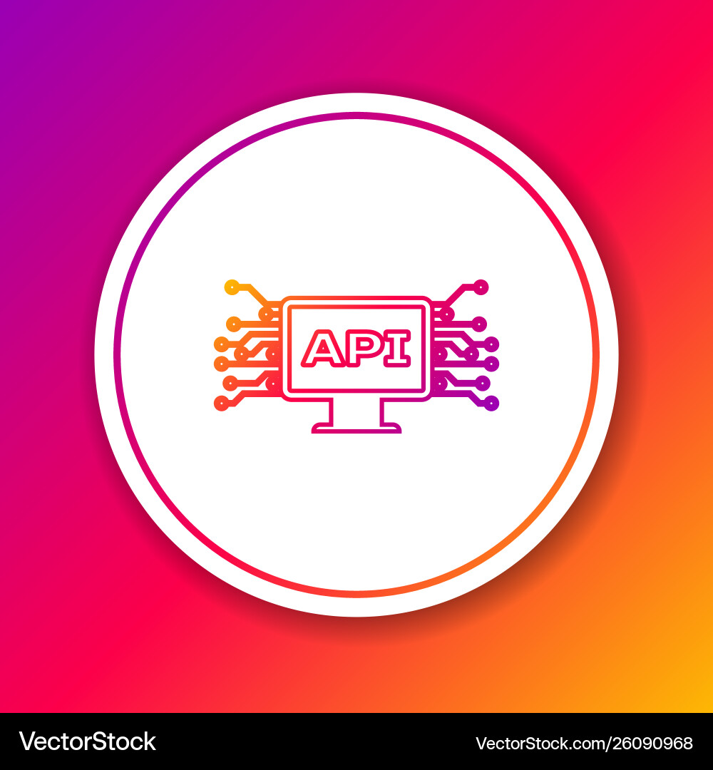 Color computer api interface line icon isolated Color computer api interface line icon isolated vector image