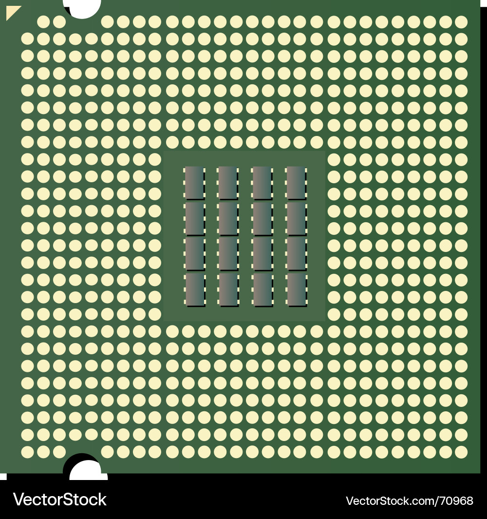 CPU Microchip Close-Up vector image