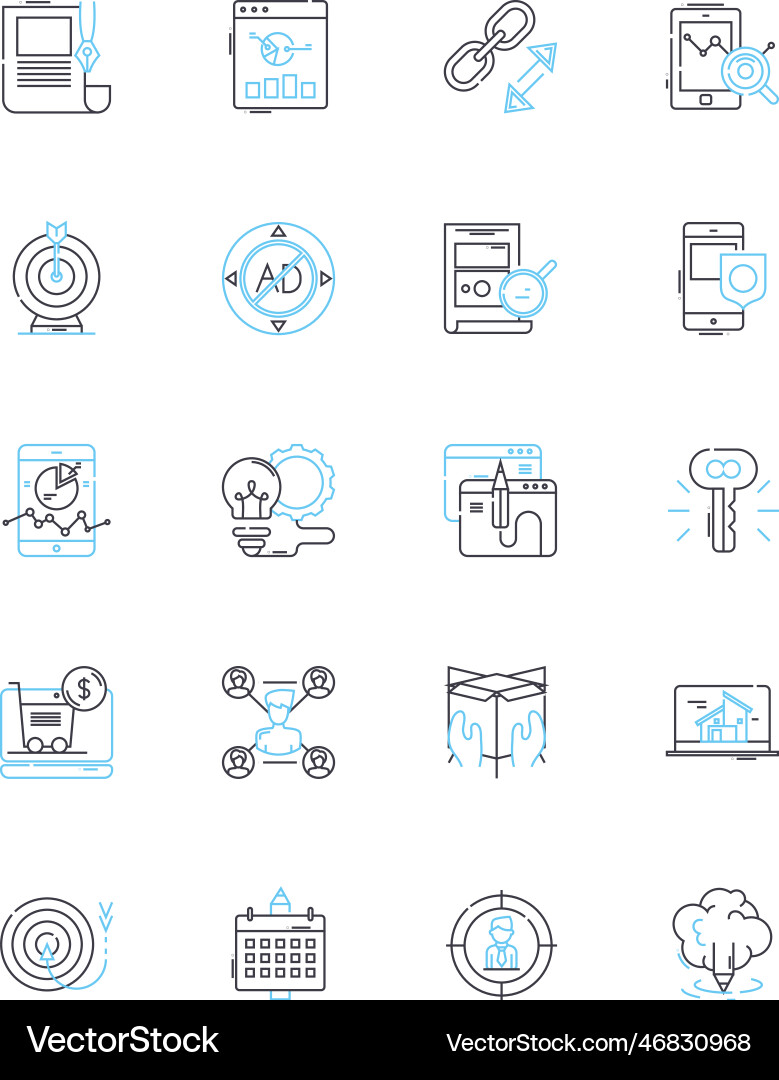 Creative development linear icons set ideation Creative development linear icons set ideation vector image