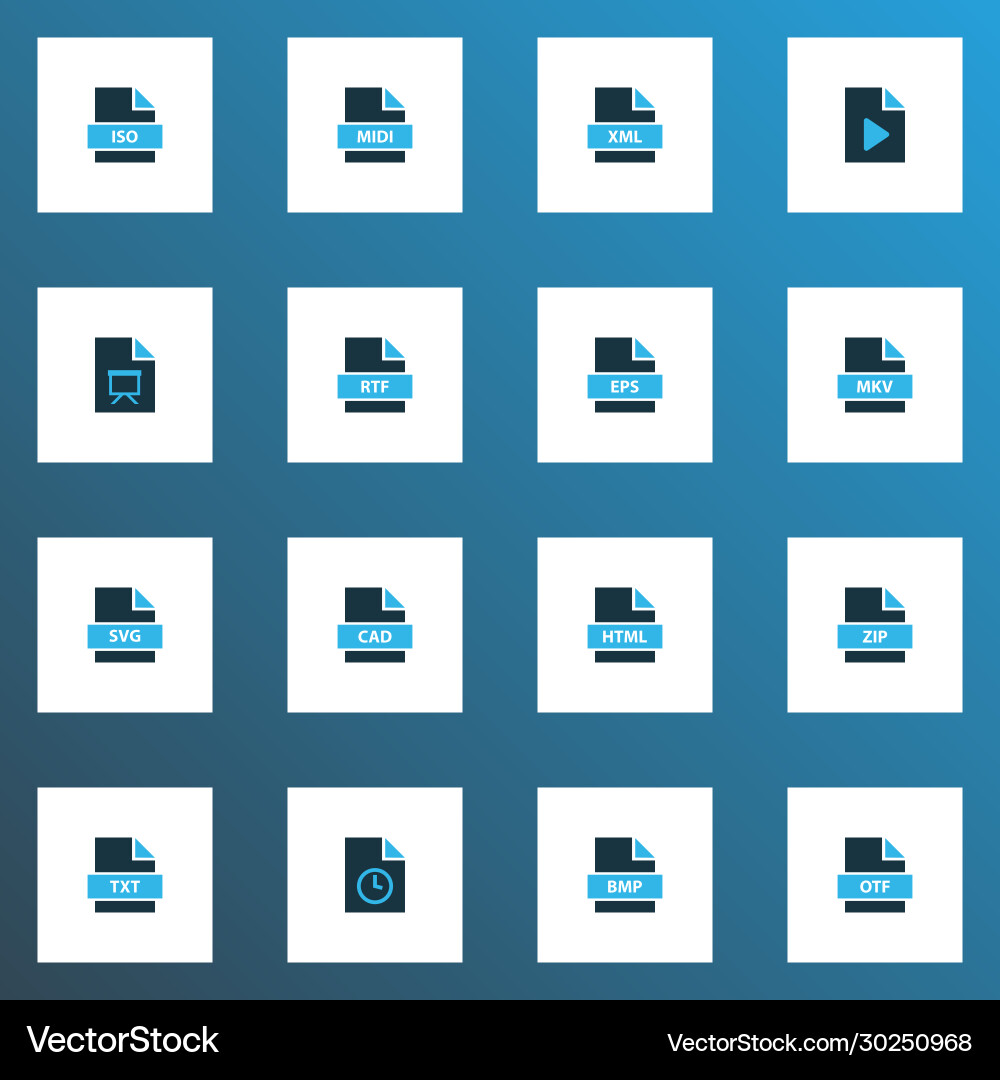 File icons colored set with presentation File icons colored set with presentation vector image