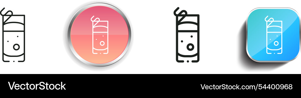 Gin fizz icon thin linear regular and button vector image