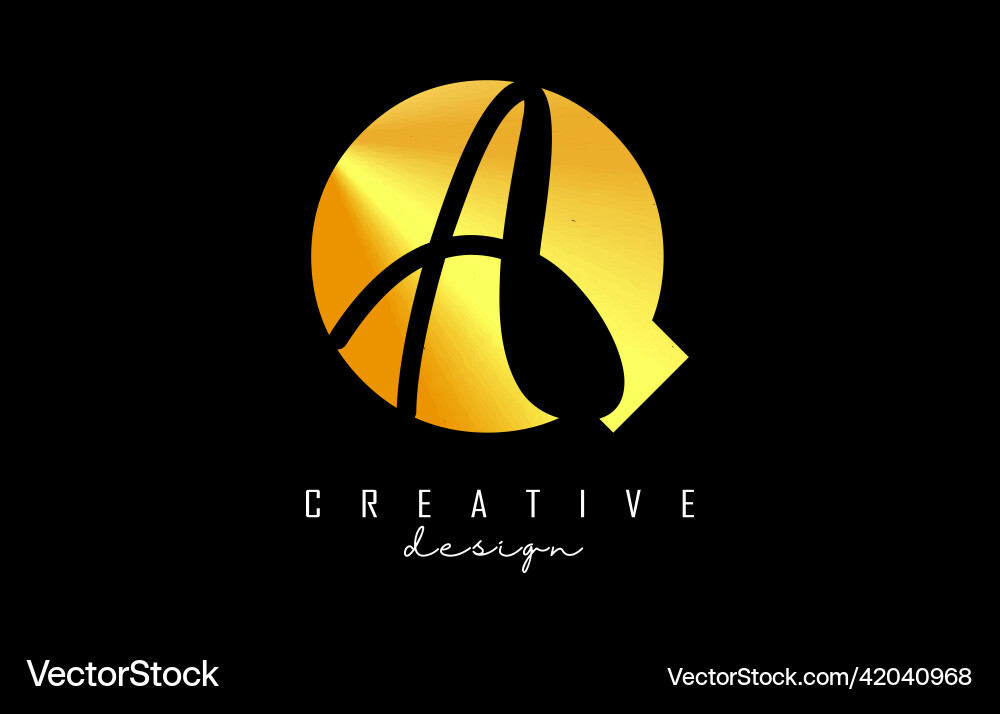Golden letters qa logo with a minimalist design Golden letters qa logo with a minimalist design Vector Image