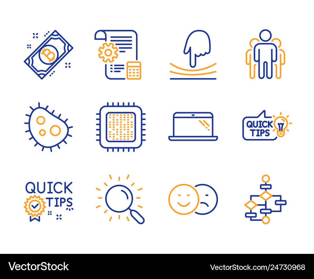Group bacteria and cpu processor icons set quick Group bacteria and cpu processor icons set quick vector image