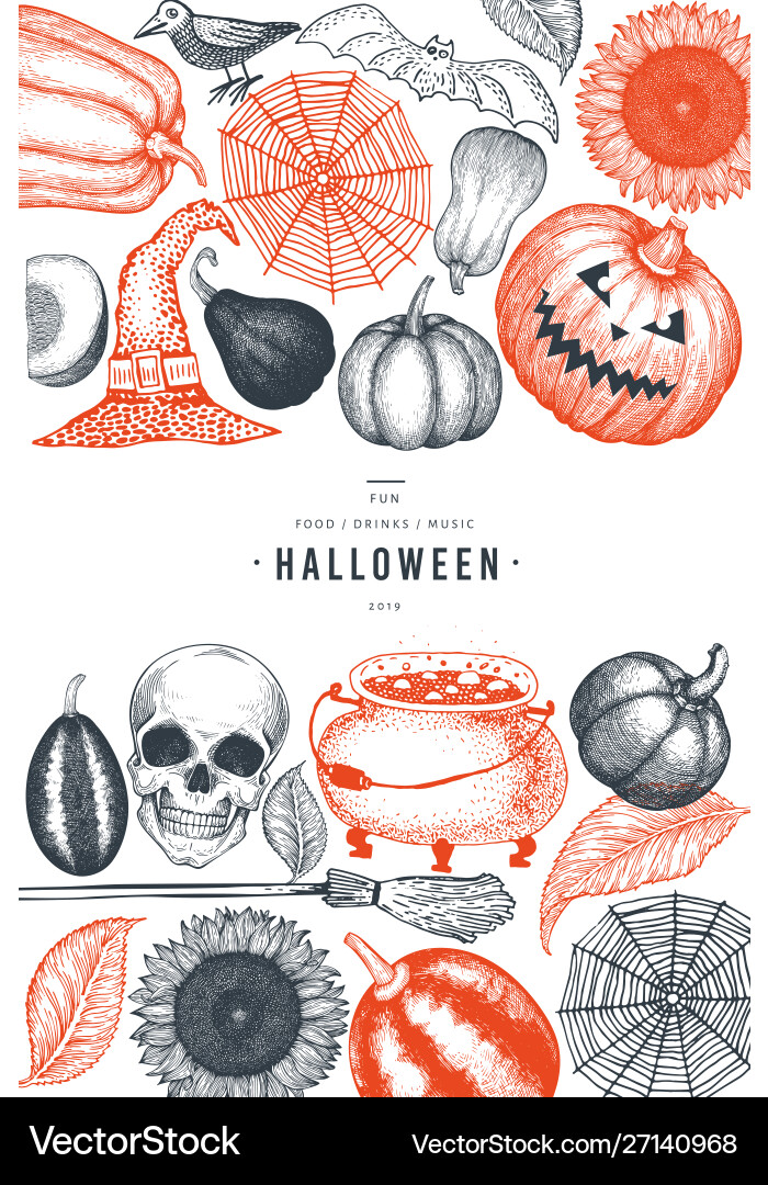 Halloween Banner Vorlage handgezeichnetes Design Halloween Banner Vorlage handgezeichnetes Design vektorbild