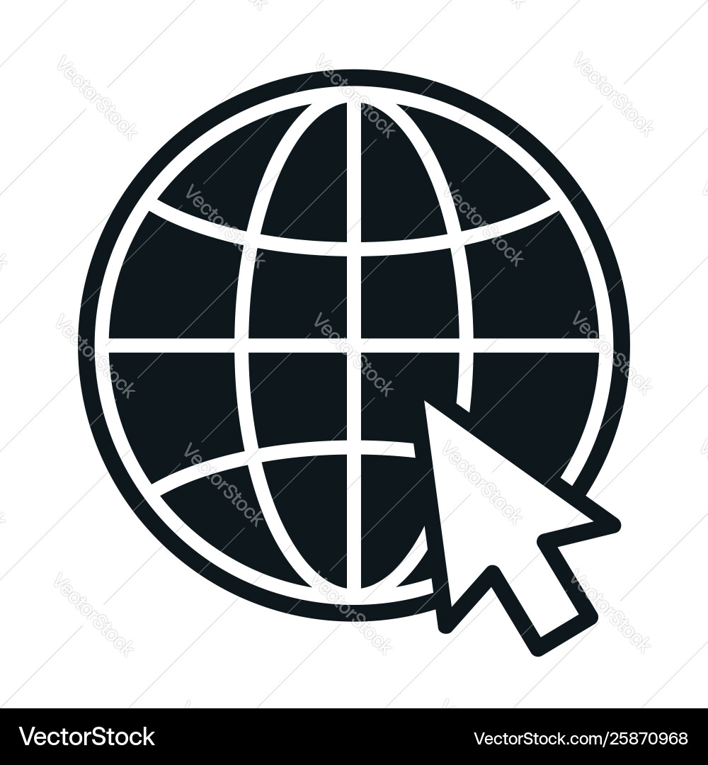 Internet icon with white computer arrow cursor vector image