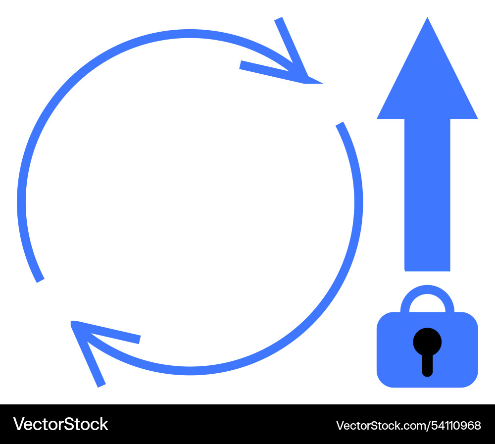 Lock and arrow cycle with circular arrows Vector Image