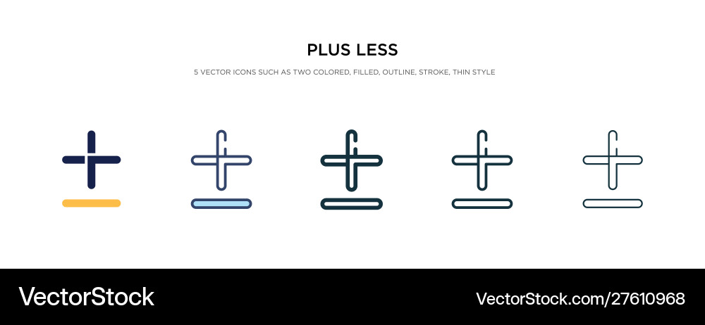 Plus less icon in different style two colored Plus less icon in different style two colored vector image