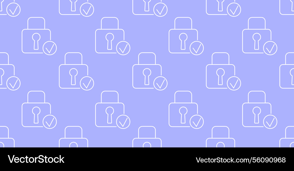 Secure padlocks and checkmarks on a purple vector image