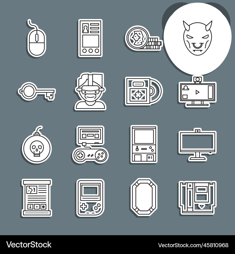 Set line cartridge computer monitor live Set line cartridge computer monitor live vector image