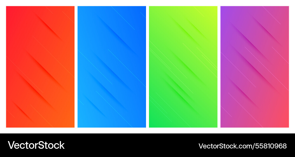 Set of abstract gradient backgrounds with lines Vector Image