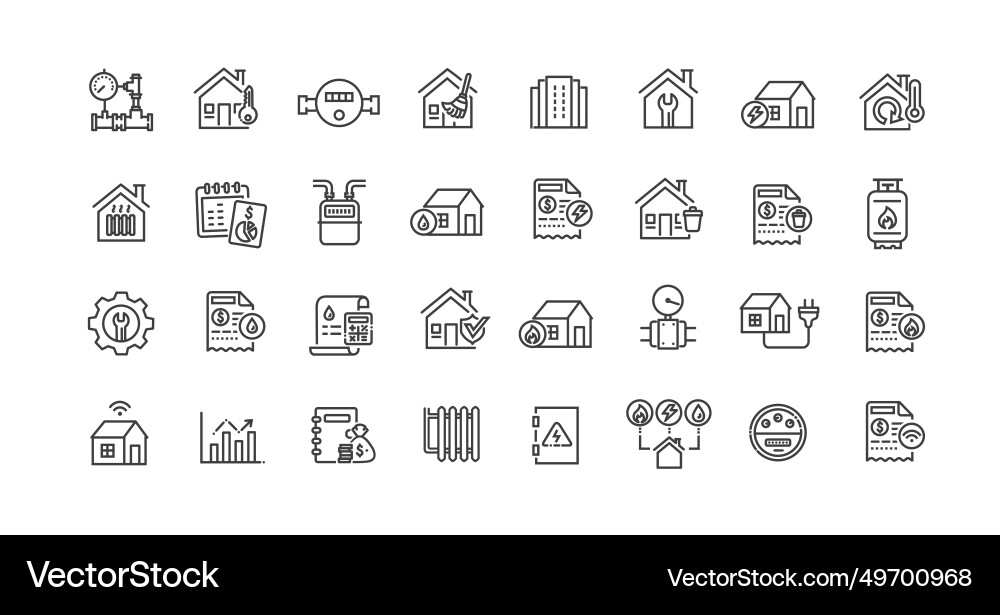 Set of line icons related to public utilities vector image