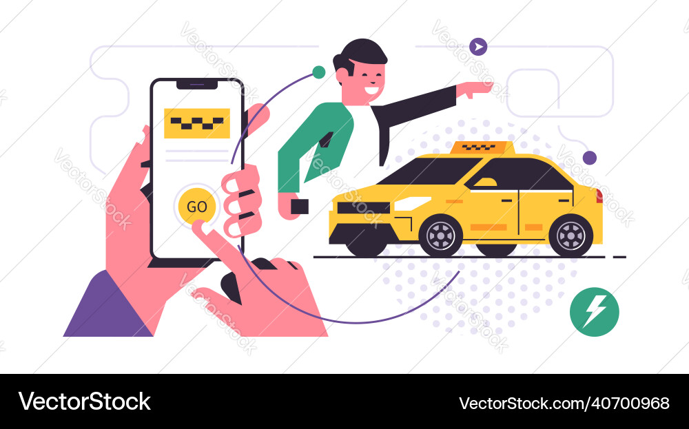 Taxi-Bestellung Service mobile Anwendung Konzept Taxi-Bestellung Service mobile Anwendung Konzept vektorbild