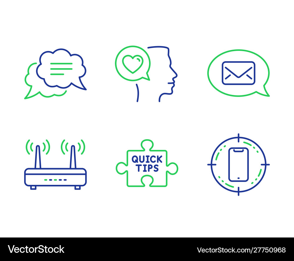 Text message wifi and quick tips icons set Vector Image