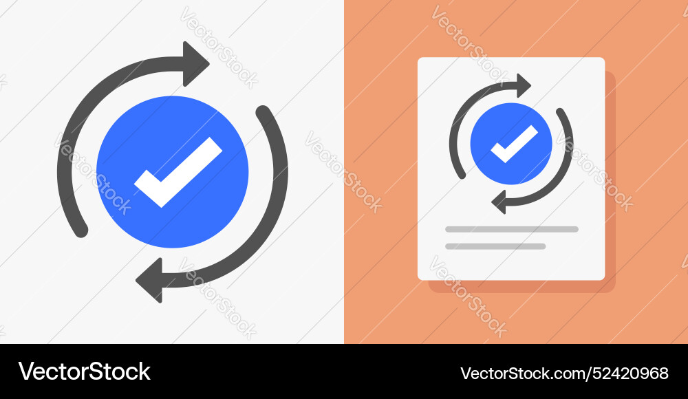 Update transaction icon rotating check mark tick Update transaction icon rotating check mark tick vector image