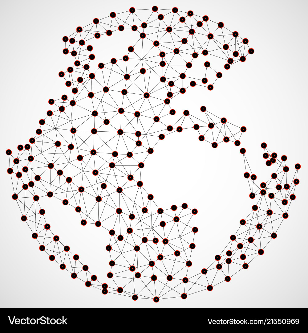 Abstract world map of dots and line Abstract world map of dots and line Vector Image