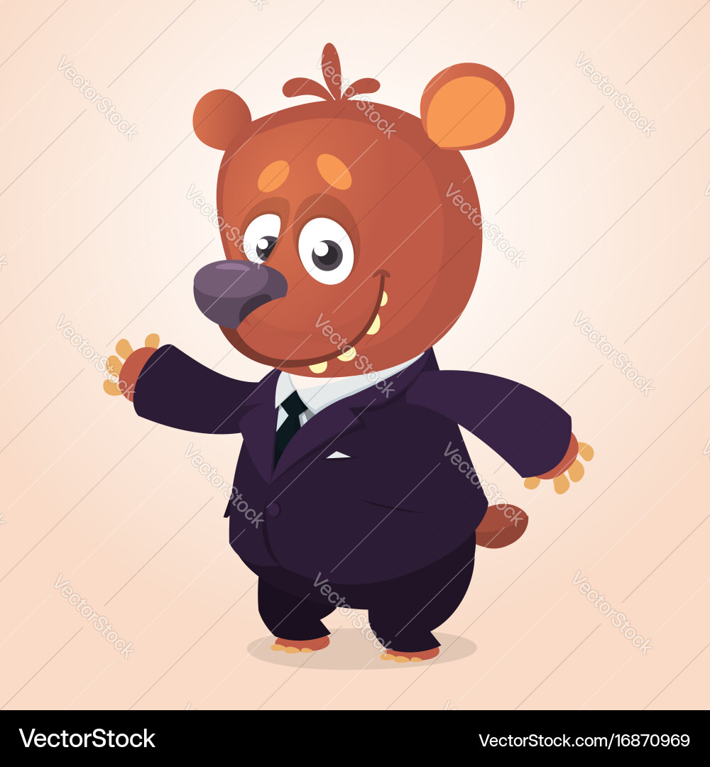 Cartoon brown bear dressed up in office suit – Royalty-Free Vector |  VectorStock, image size:1000x1080