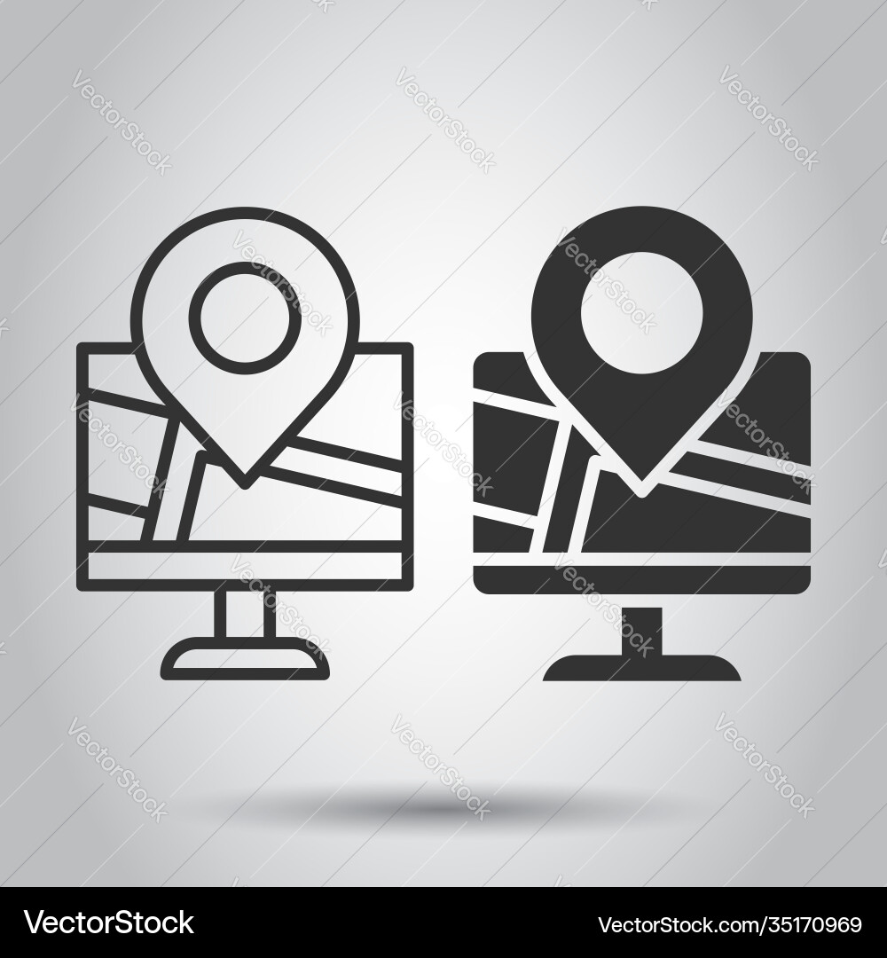 Computer navigation icon in flat style monitor vector image