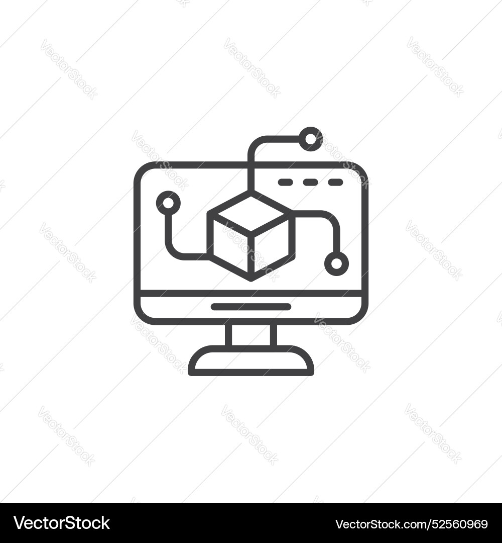Computer simulation icon set on white background Vector Image