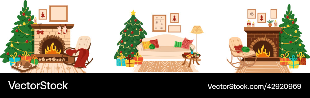 Cozy living room decorated for winter holiday Cozy living room decorated for winter holiday vector image