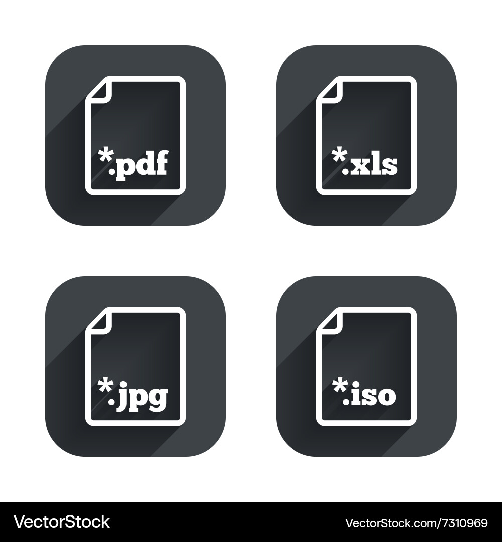 Document signs file extensions symbols Vector Image