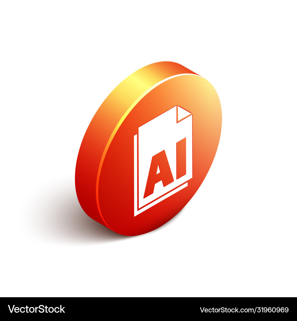 Isometric ai file document download button Isometric ai file document download button vector image