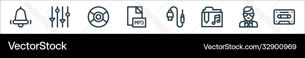 Music line icons linear set quality Music line icons linear set quality vector image