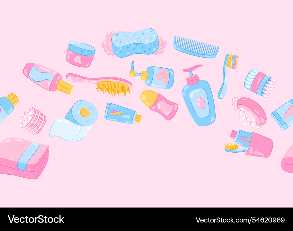 Pattern with hygiene objects washing beauty Pattern with hygiene objects washing beauty vector image