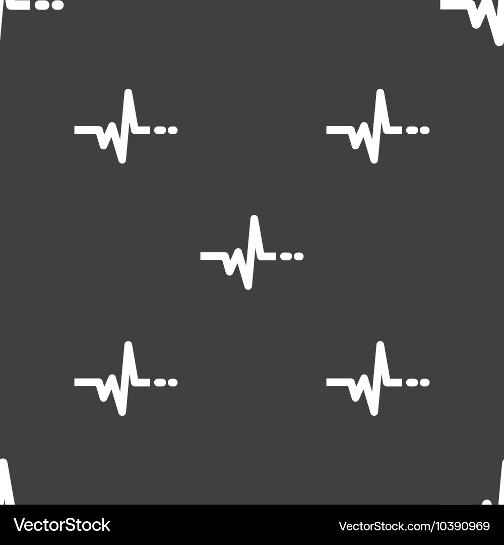 Pulse sign seamless pattern on a gray background Vector Image