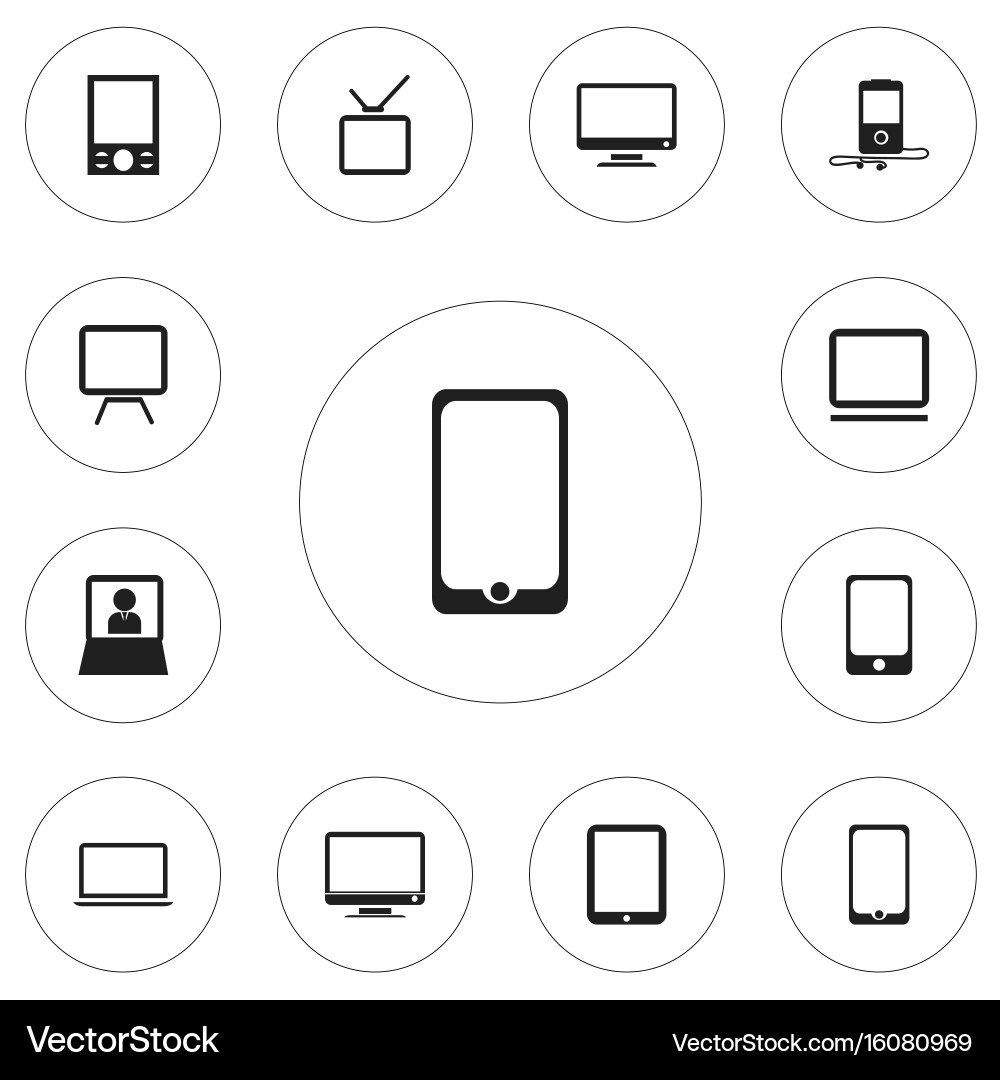 Set of 12 editable devices icons includes symbols vector image