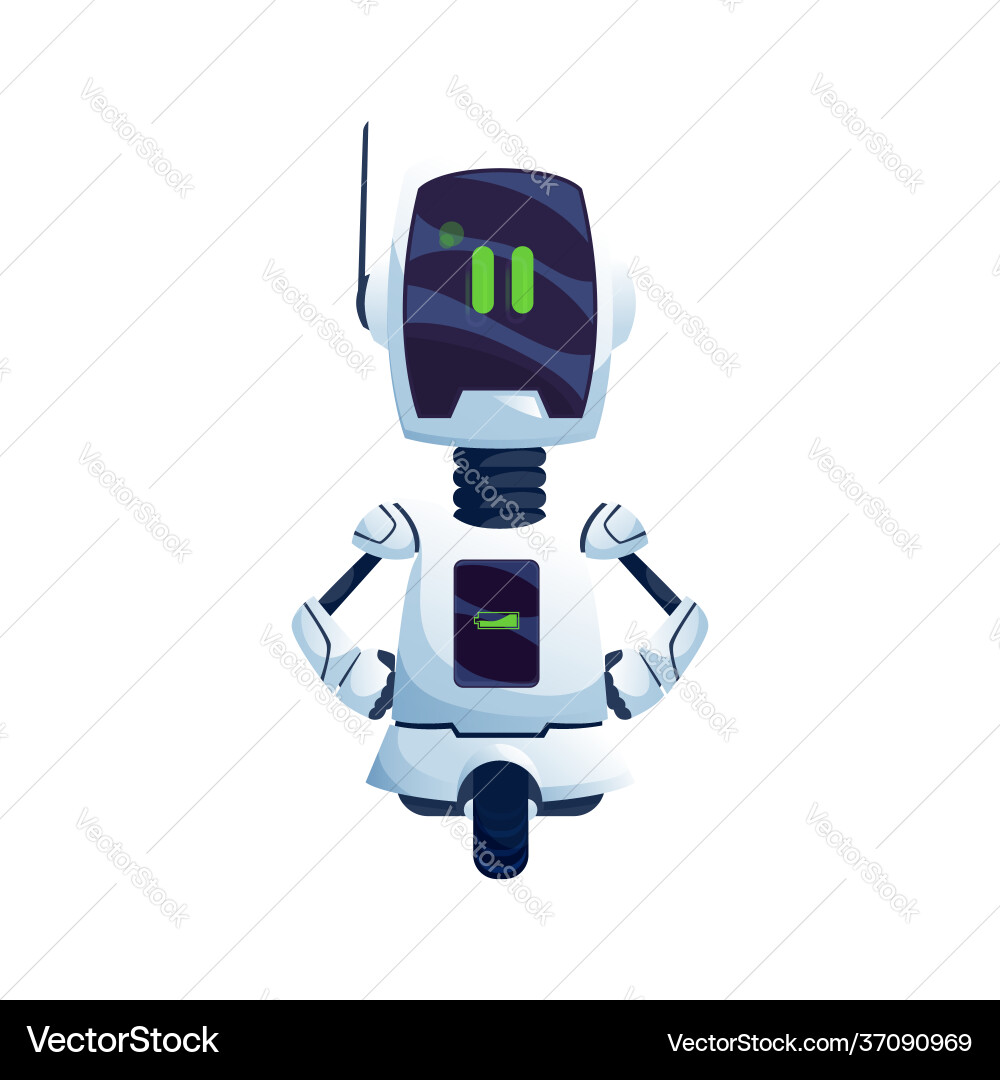 Single wheel robot isolated futuristic cyborg bot vector image